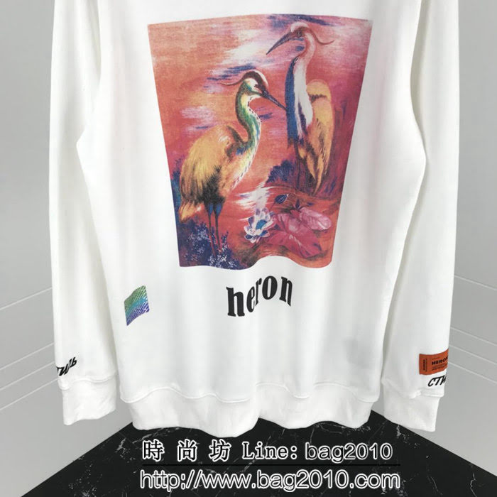 Heron Preston19ss官方最新款 粉紅雙鶴系列 圓領衛衣 情侶款 ydi1272